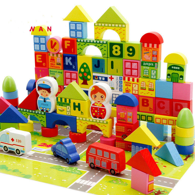 Traffic Wooden Building Blocks