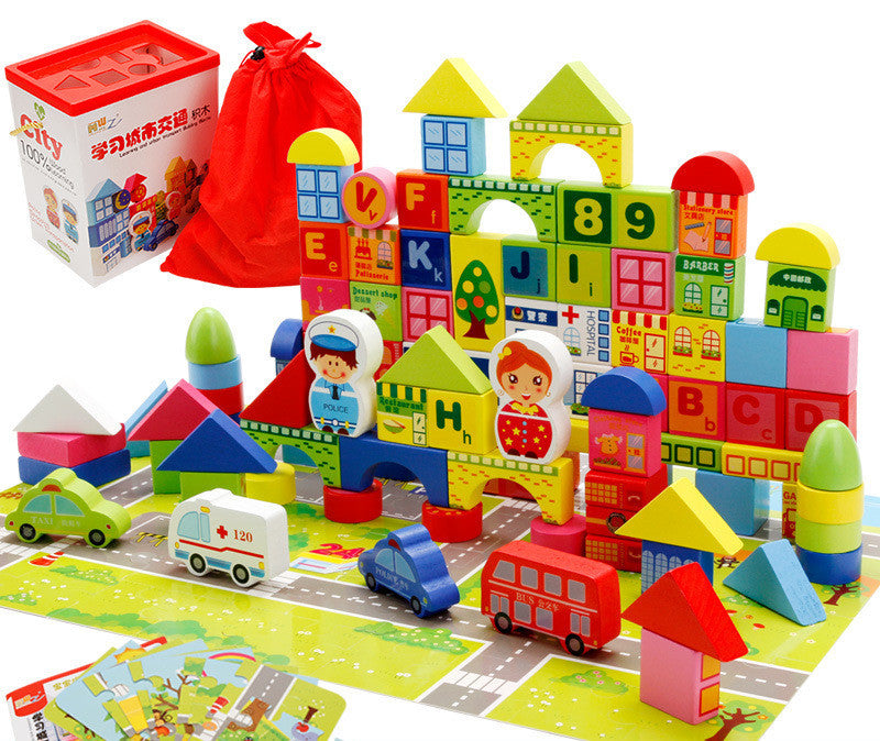 Traffic Wooden Building Blocks