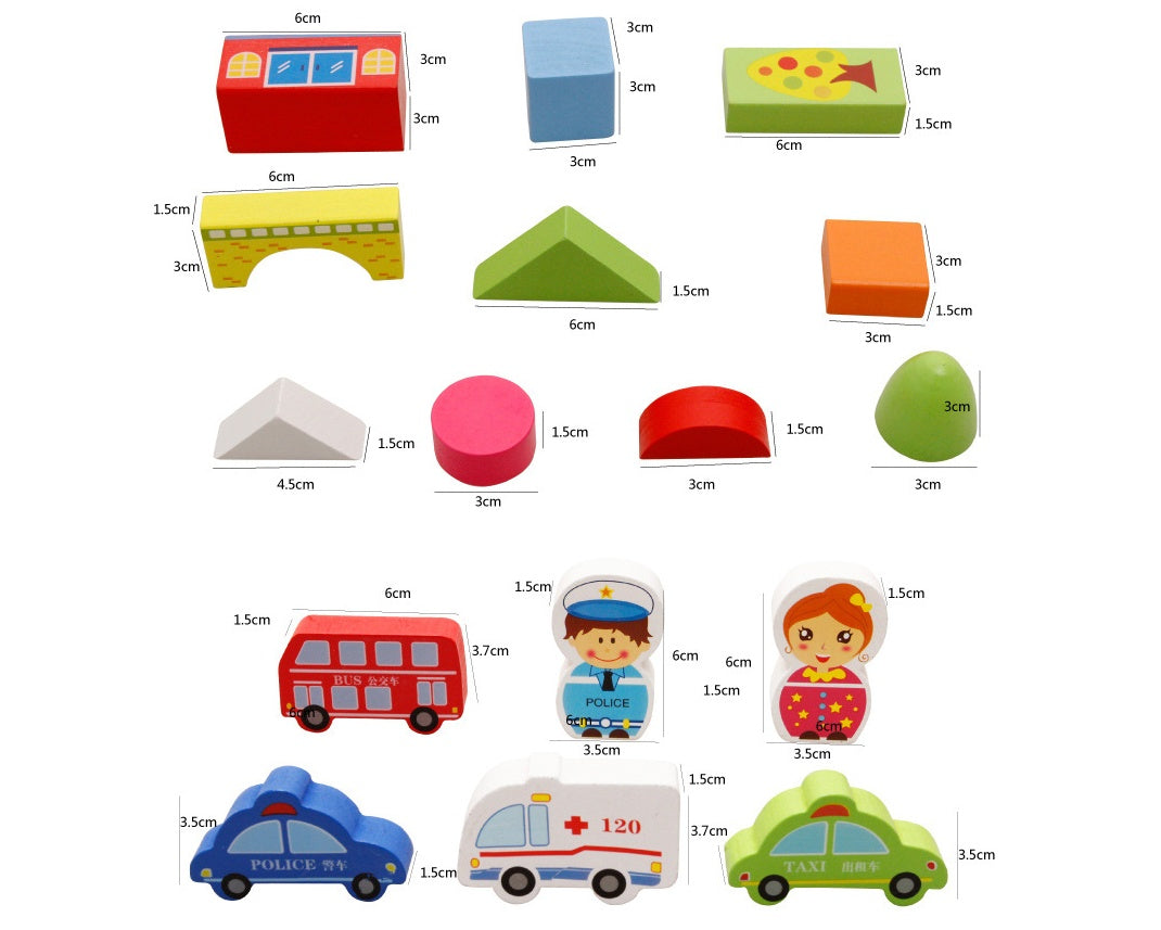 Traffic Wooden Building Blocks