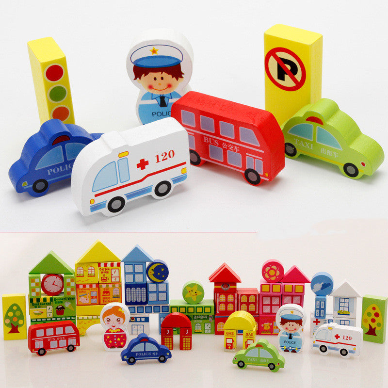 Traffic Wooden Building Blocks